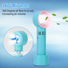 Portable Handheld Bladeless Fan Rechargeable Cooling USB Fan Desktop Use Fan w/ 3 Gears LED Indicator Cooling Fan