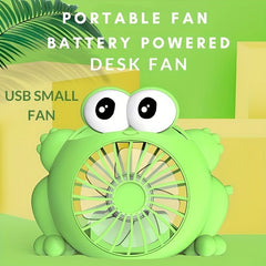 Decorative Mini Cartoon Frog Fan Battery Operated and USB Rechargeable