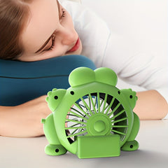 Decorative Mini Cartoon Frog Fan Battery Operated and USB Rechargeable