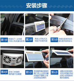 Solar Powered Car Window Air Vent Ventilator Cooling Fan White