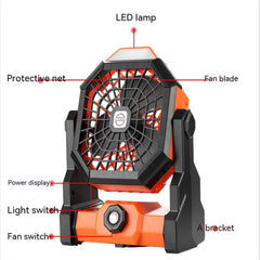 Portable Air Cooling Fan 270 Degree Adjustable Rechargeable Electric Fan Household Electrical Appliances Black Orange