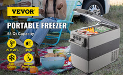 VEVOR 58 Quart 12/24V DC and 110-240V AC Dual Zone Portable Freezer Fridge Cooler