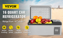 VEVOR 16 Qt 12 Volt DC/120 Volt AC Portable Mini Car/Home Fridge, Grey